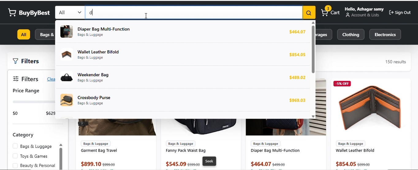 BuyByBest search suggestions